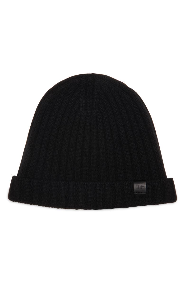 TOM FORD Rib Cashmere Beanie, Main, color, Black