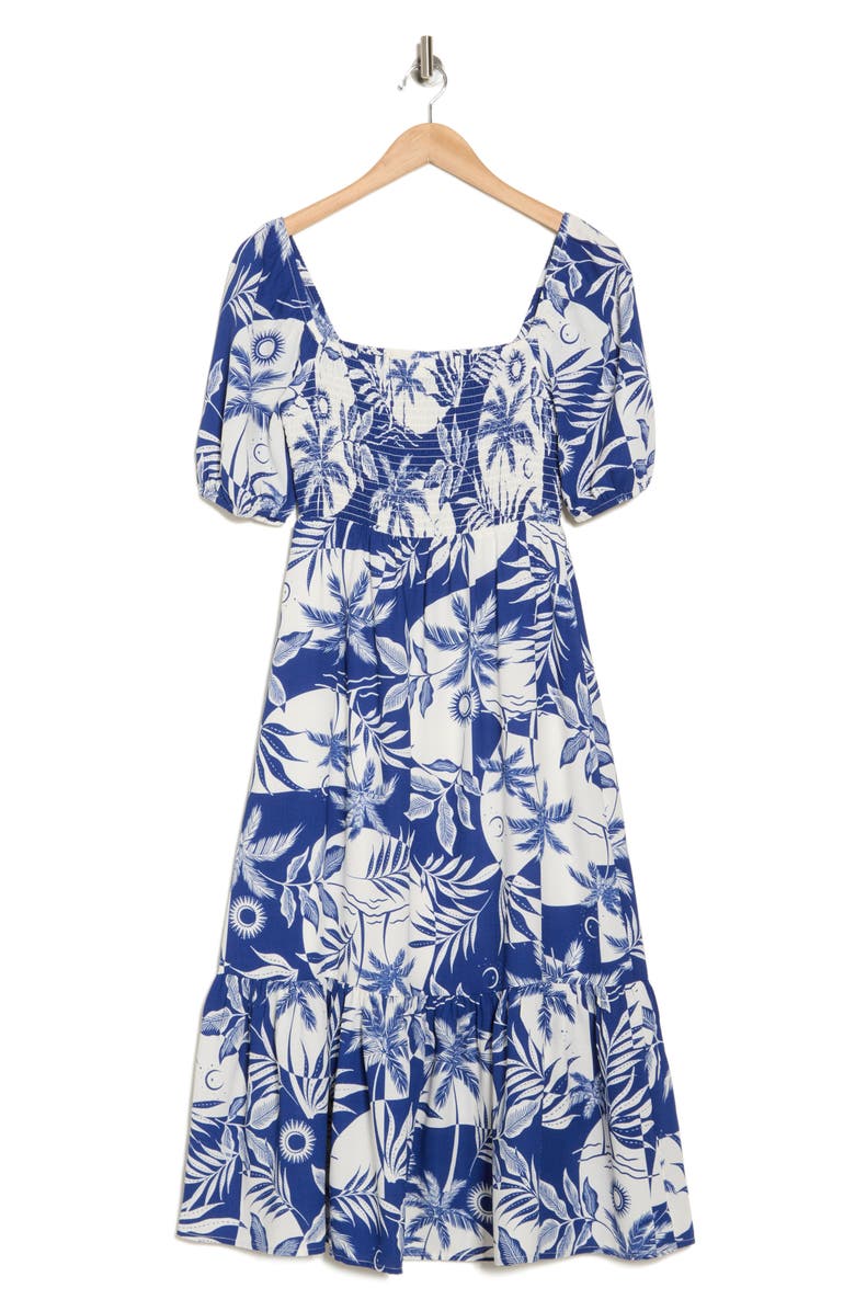 Melrose and Market Smocked Puff Sleeve Midi Dress, Alternate, color,
