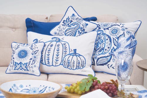 C & F Home C&f Home Blue Harvest Sunflower Table Runner 14" X 72" In Blue