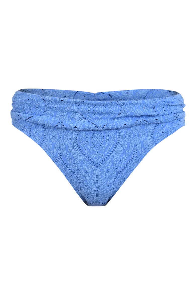 Mantra Medallion Shirred Hipster Bikini Bottoms, Alternate, color, CHAMBRAY