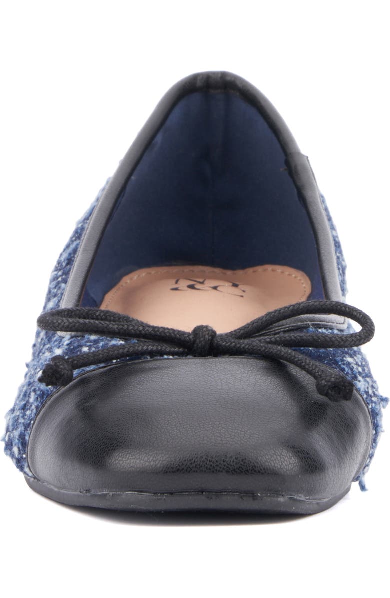 NEW YORK AND COMPANY Patricia Cap Toe Flat, Alternate, color, Navy Boucle