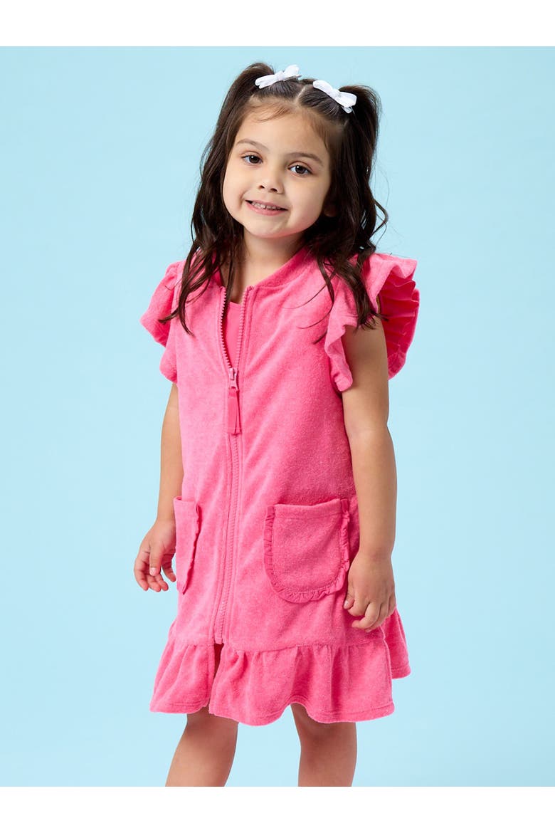 Terry Butterfly Sleeve Full Zip Cover-Up, Alternate, color, Hot Pink