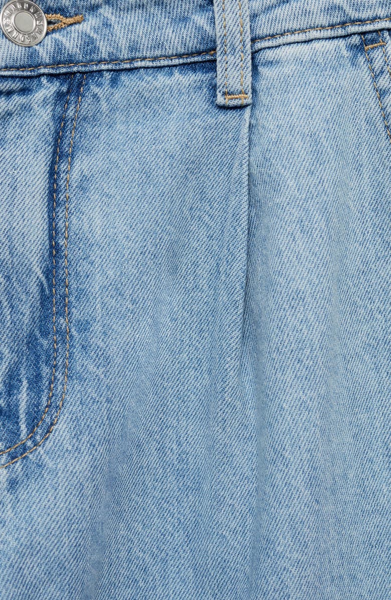 MANGO Pleat Straight Leg Jeans, Alternate, color, Medium Blue