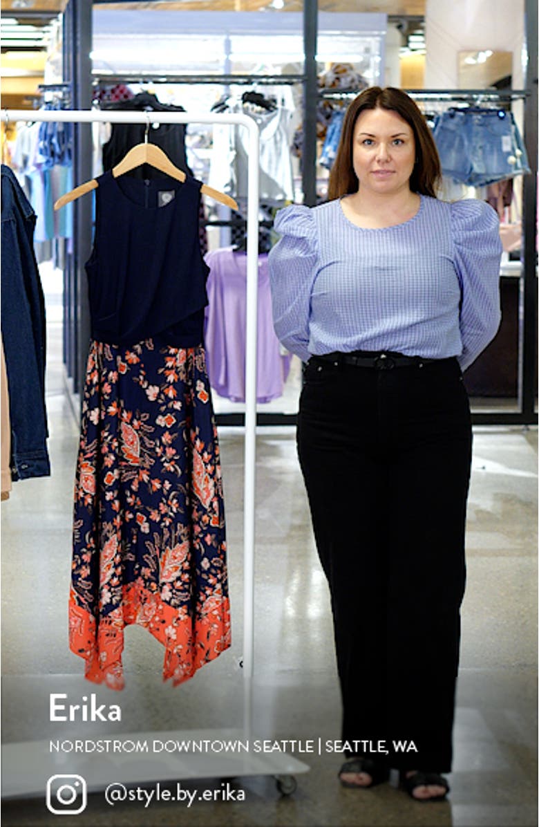 Mixed Media Handkerchief Hem Midi Dress, sales video thumbnail