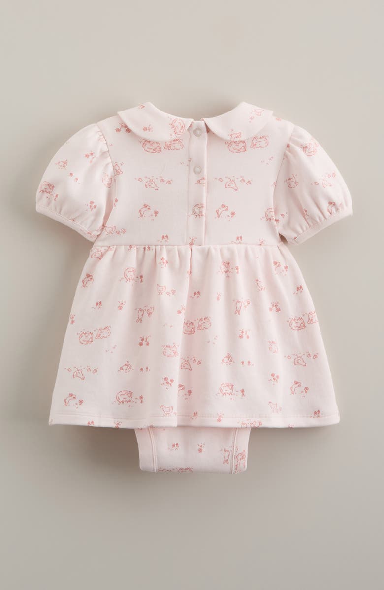 Nordstrom Smocked Waist Skirted Cotton Blend Bodysuit, Alternate, color, Pink Heaven Pasture Toile