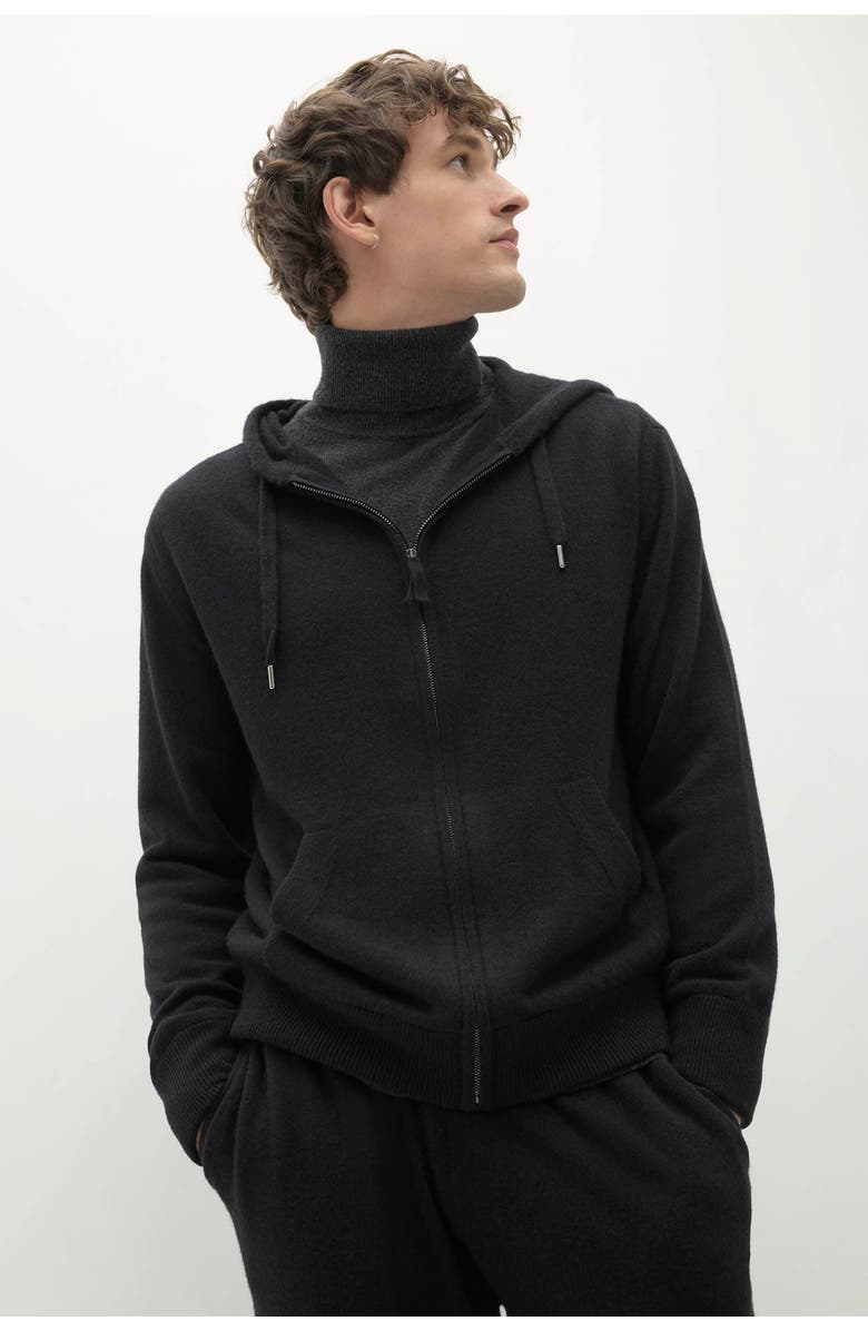 NAKED CASHMERE Kayden Zip-Up Hoodie, Alternate, color, Black