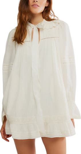 5 O'Clock Tea Time Long Sleeve Cotton Babydoll Minidress