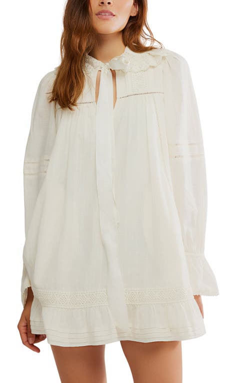 Free People 5 O'clock Tea Time Long Sleeve Cotton Babydoll Minidress In Multi