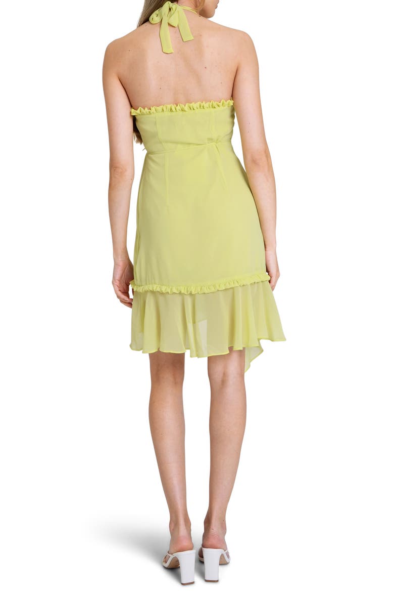 WAYF Jasmine Ruffle Halter Wrap Dress, Alternate, color, Lemon