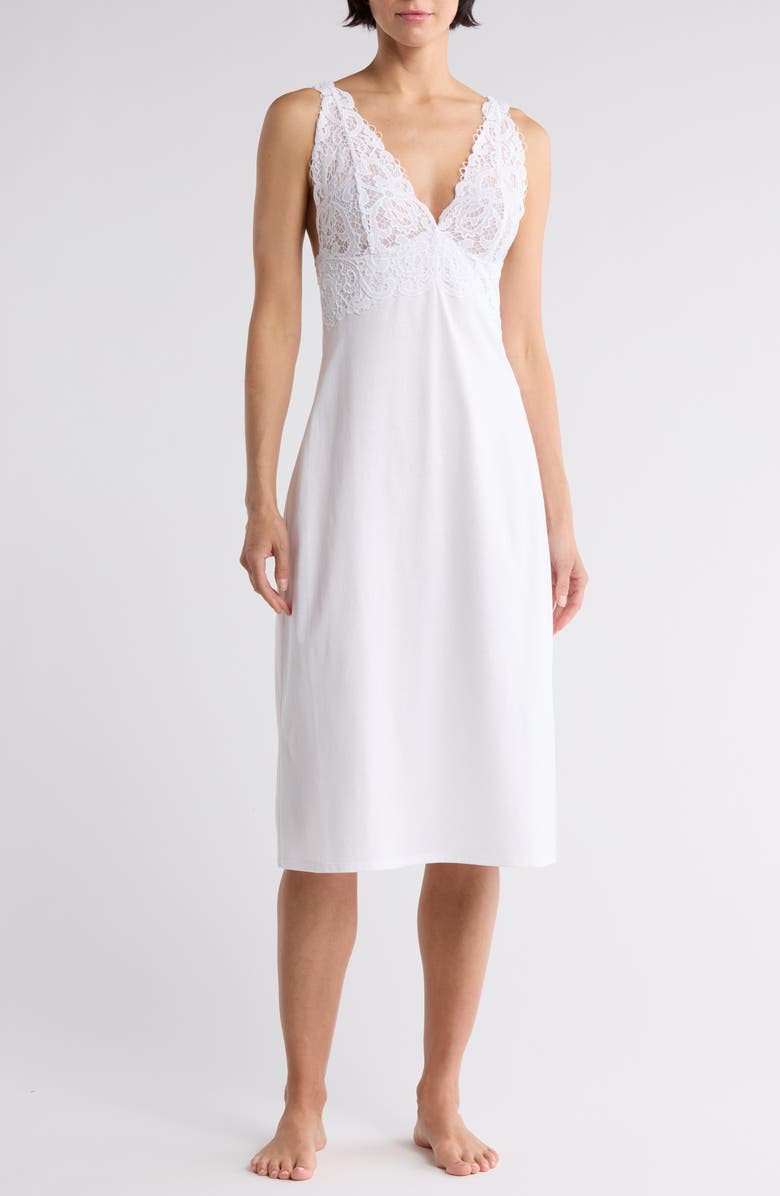 Natori Built Up Lace Cup Cotton Nightgown, Main, color, 