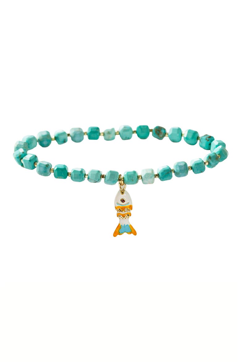 Finn Fish Turquoise Stretch Bracelet, Main, color, TURQUOISE