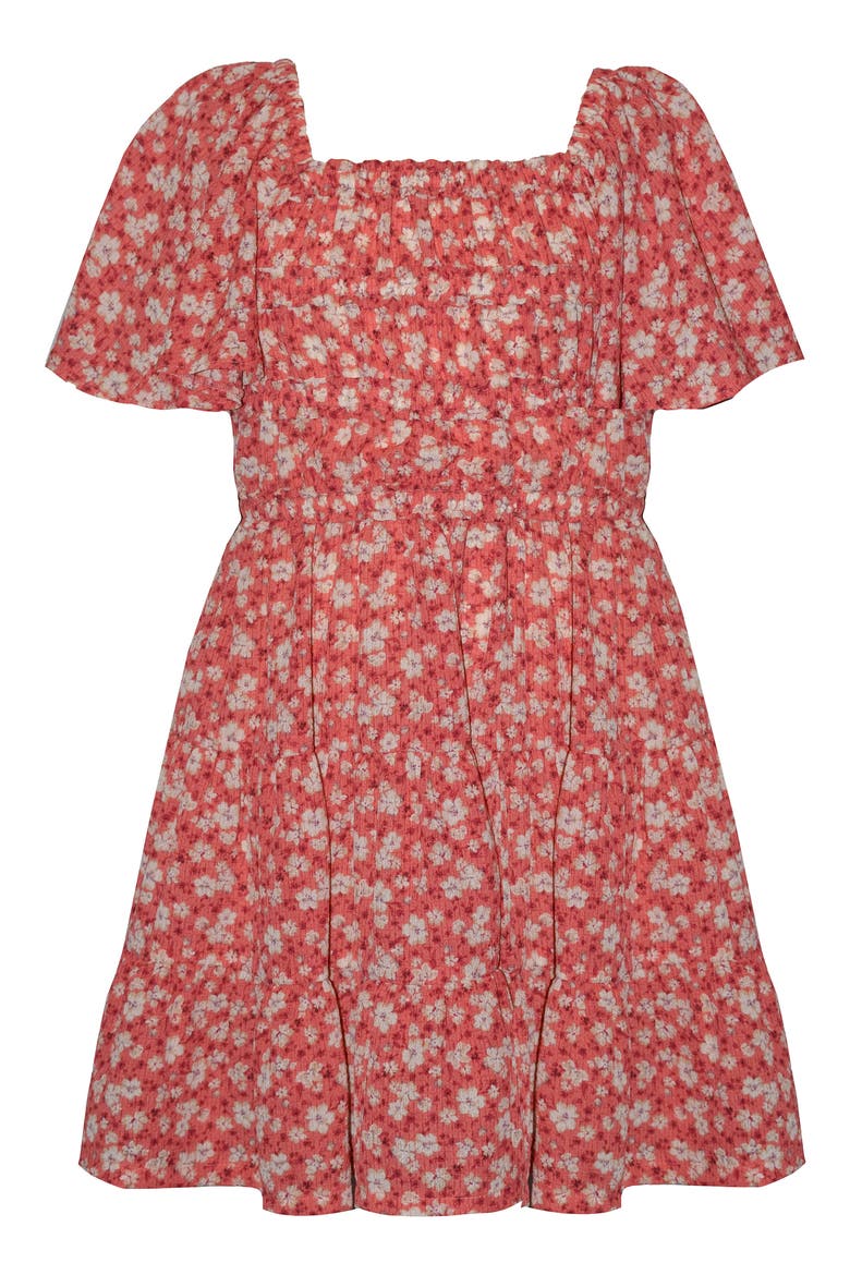 Kids' Angel Sleeve Floral Dress, Main, color, CORAL