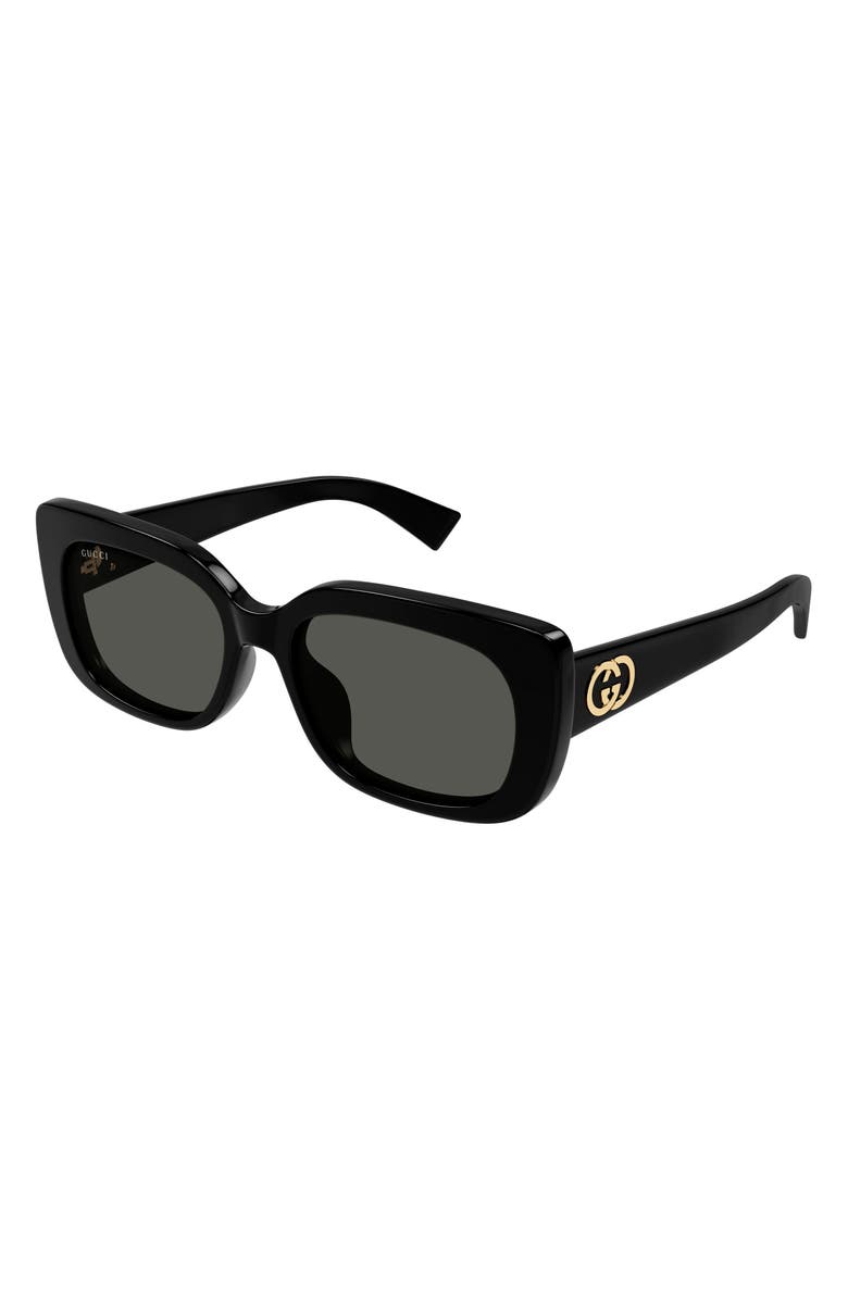 Gucci 55mm Square Sunglasses, Alternate, color, Black