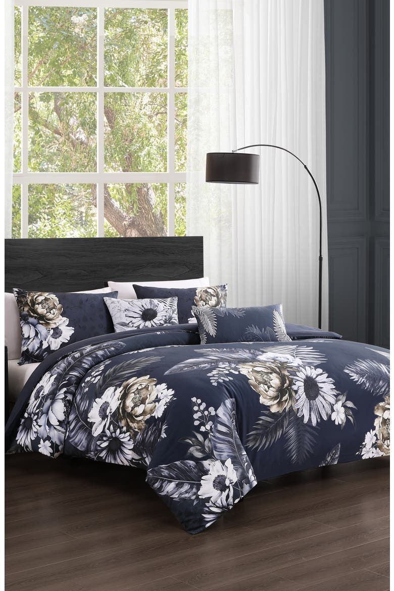 Forget Me Not 5-Piece Reversible Comforter Set, Alternate, color, BLUE
