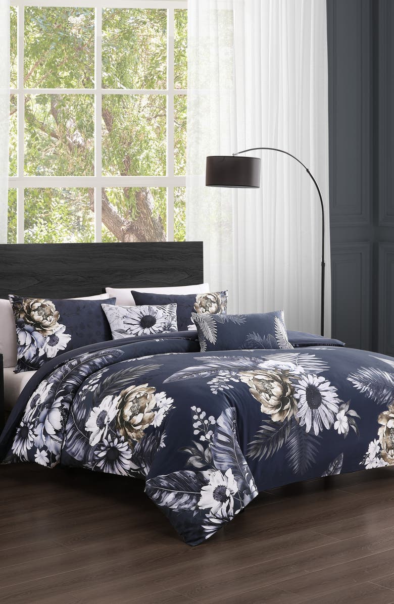 Bebejan Forget Me Not 5-Piece Reversible Comforter Set, Alternate, color, Blue