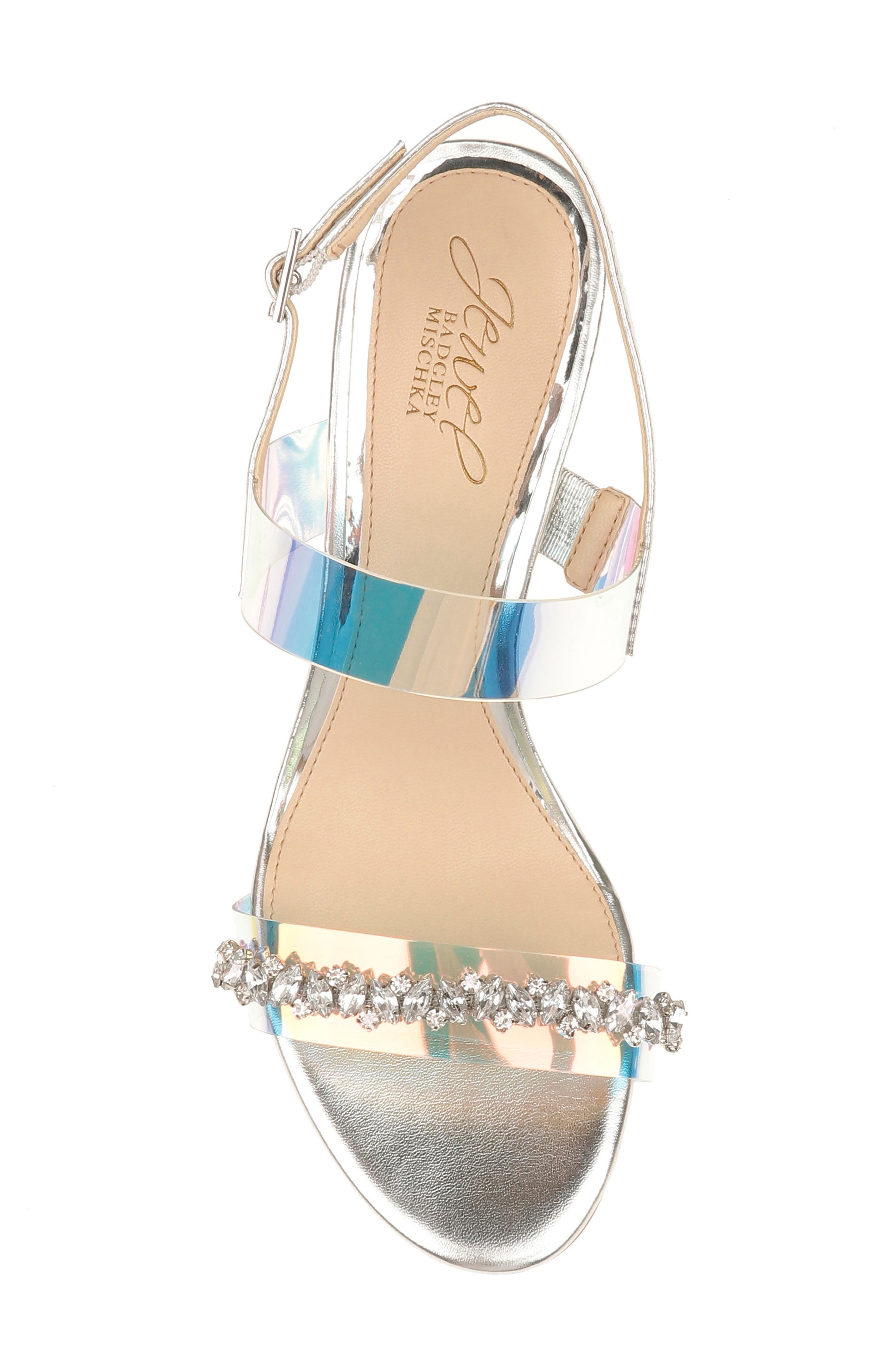 Fairwell Crystal Clear Strap Sandal, Alternate, color, SILVER FAUX LEATHER