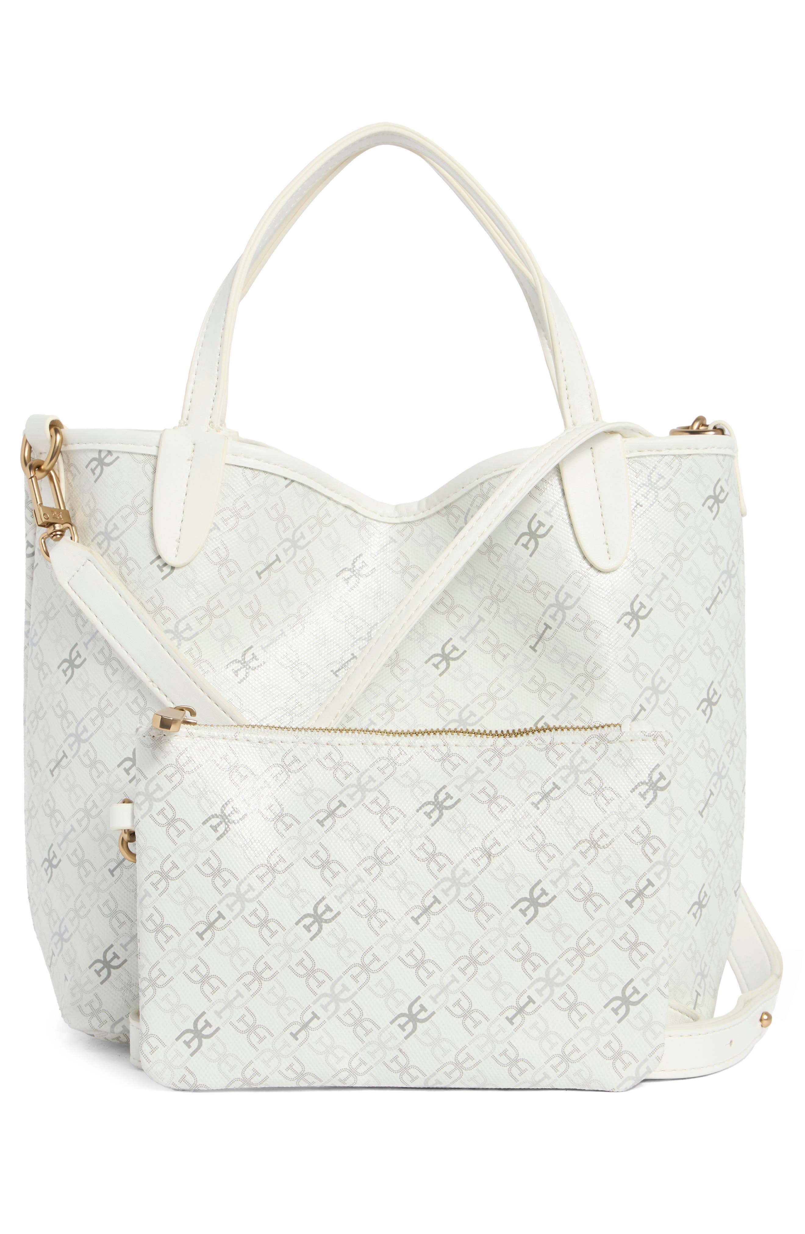 Sam Edelman Harper Mongram Mini Shopper Tote & Pouch, Alternate, color, White