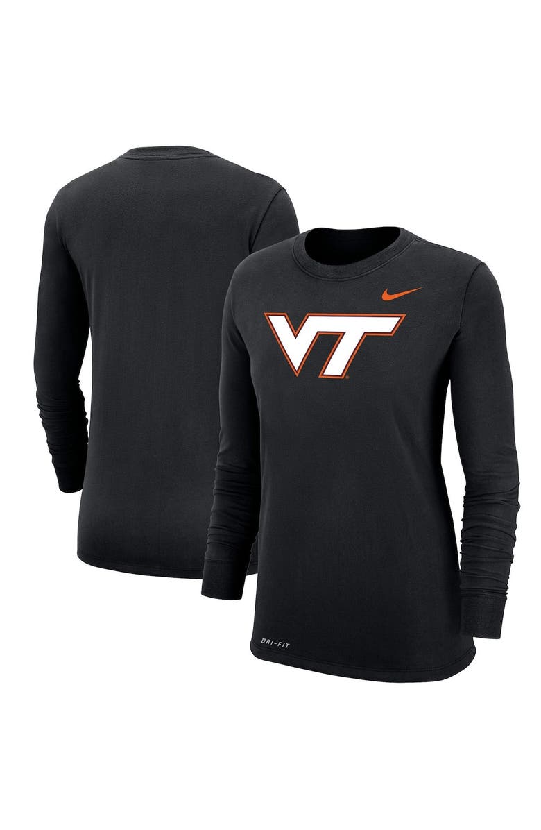 Nike Women's Nike Black Virginia Tech Hokies Logo Performance Long Sleeve T-Shirt, Main, color,