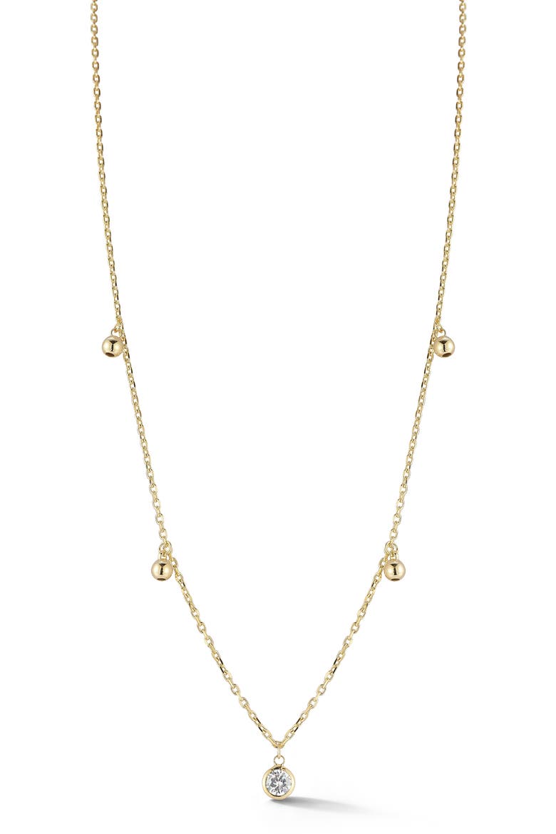 Cubic Zirconia Ball Charm Necklace, Main, color, GOLD