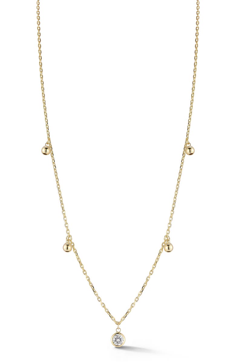 SPHERA MILANO Cubic Zirconia Ball Charm Necklace, Main, color, Gold