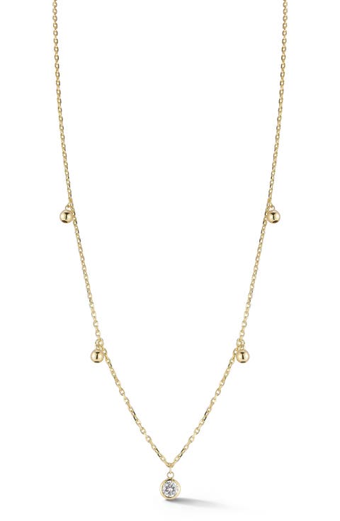 Cubic Zirconia Ball Charm Necklace