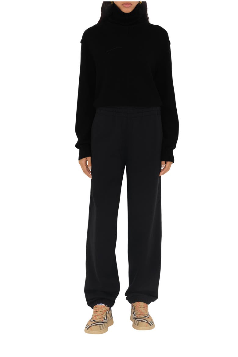 Check Label Cotton Jogging Pants, Main, color, Black