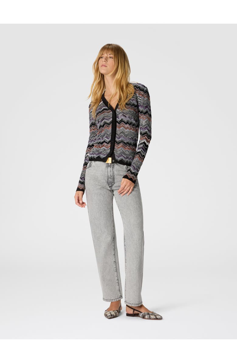 Missoni Slim Buttoned Cardigan With Flame Chevron Pattern, Alternate, color, Multicoloured