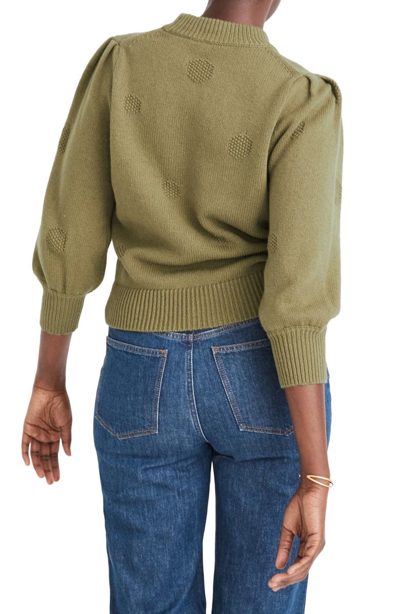 Madewell Eaton Dotted Puff Sleeve Cotton & Merino Yarn Pullover Sweater, Alternate, color, 