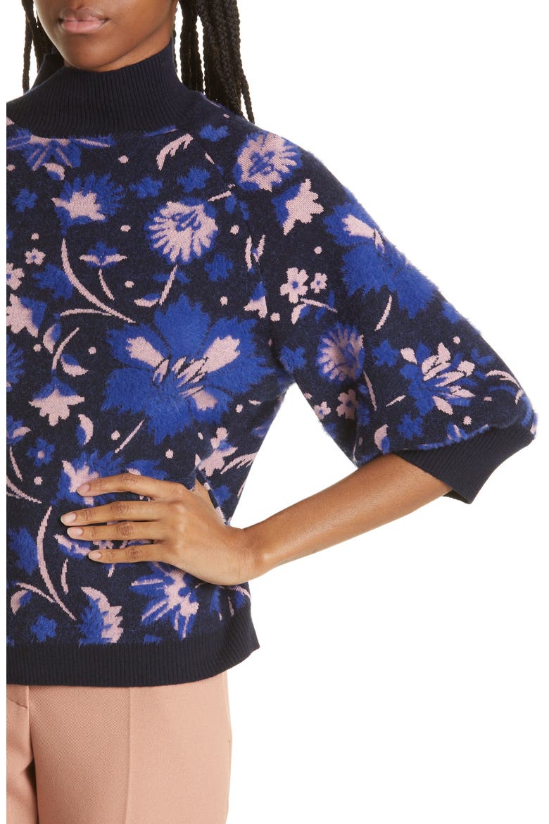 Claudan Floral Jacquard Sweater, Alternate, color, NAVY