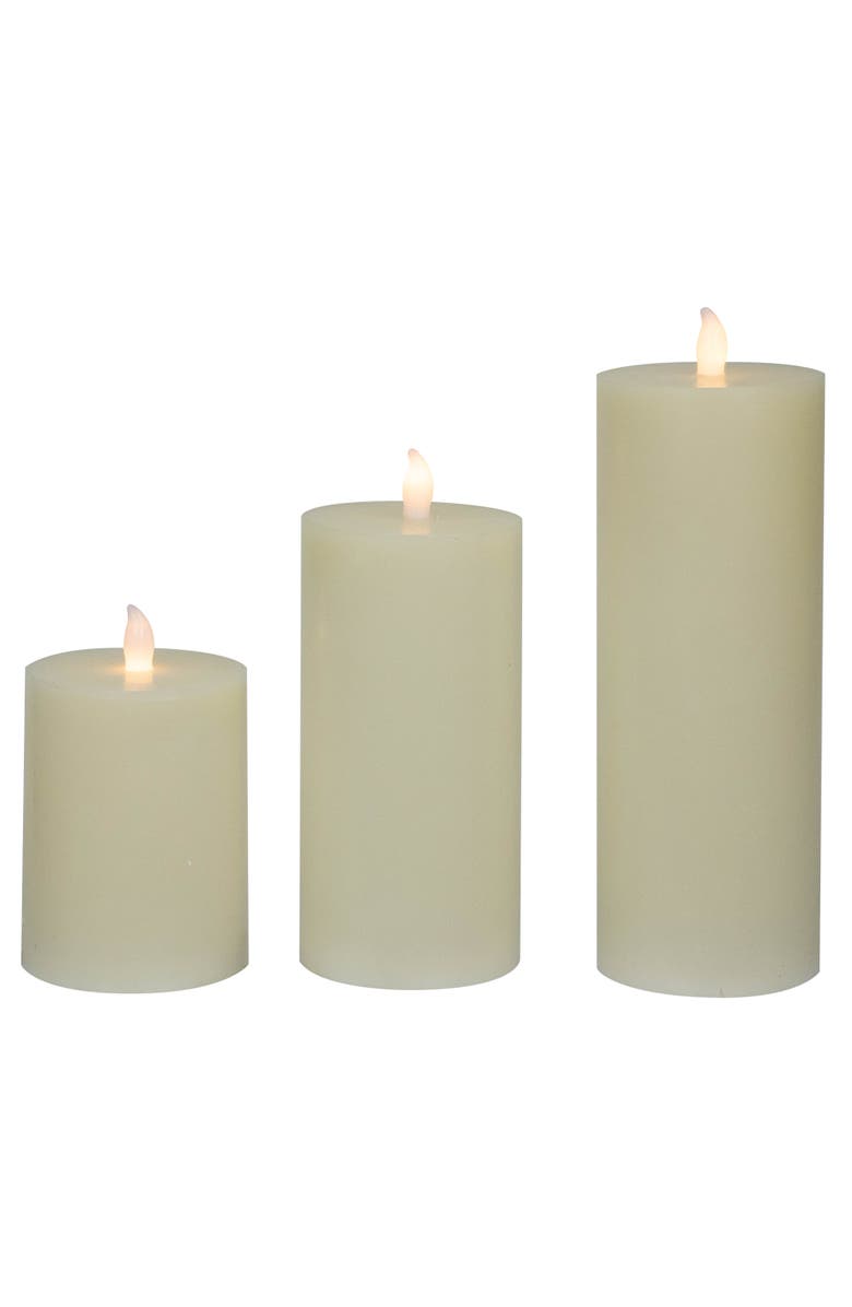 Northlight LED Flickering Flameless Pillar Candles - 8.75" - Cream - Set of 3, Alternate, color, Ivory