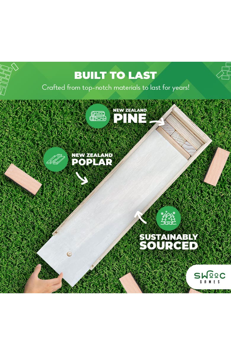 Swooc Games Premium Giant Tower Game w/ Straightener, Table, & Box, Alternate, color, Beige