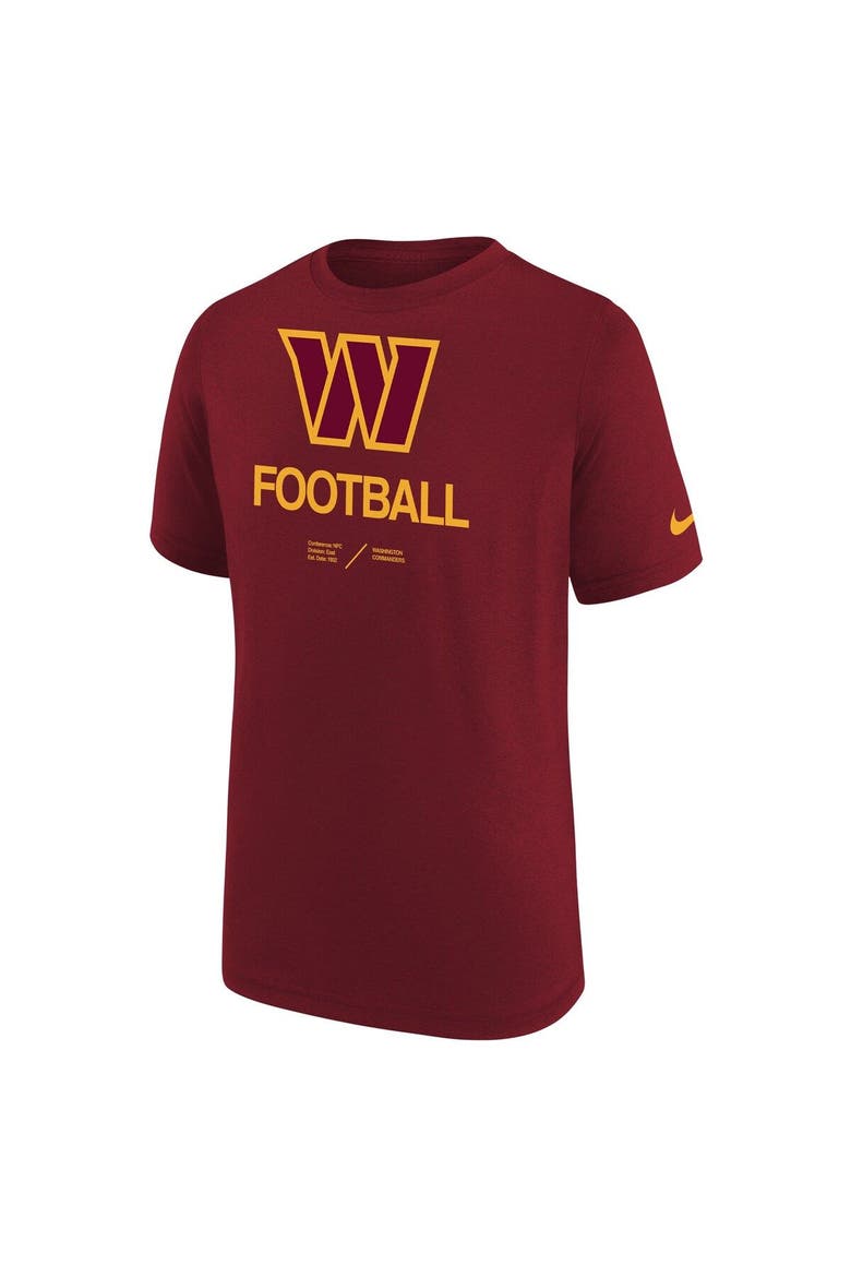 Youth Nike Burgundy Washington Commanders Sideline Legend Performance T-Shirt, Alternate, color, Burgundy