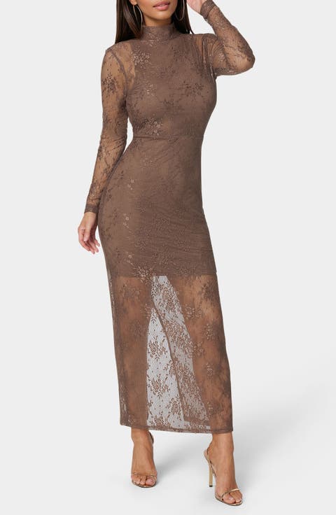 Illusion Lace Long Sleeve Body-Con Dress