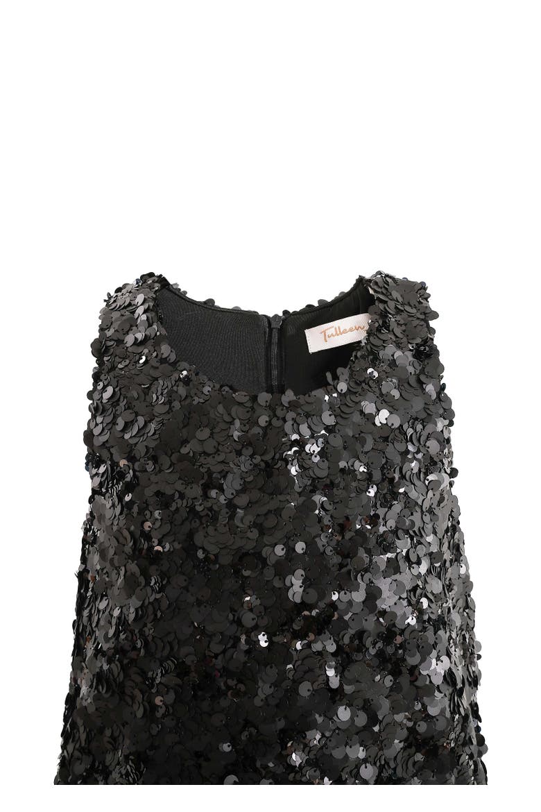 Sequin Feather-Hem Dress, Alternate, color, Black