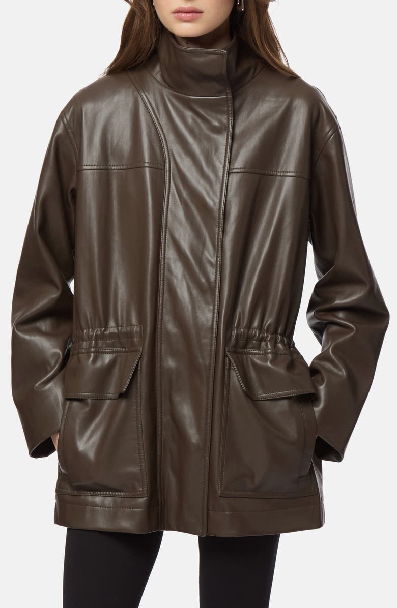 Apparis Edie Faux Leather Parka, Main, color, Deep Brown