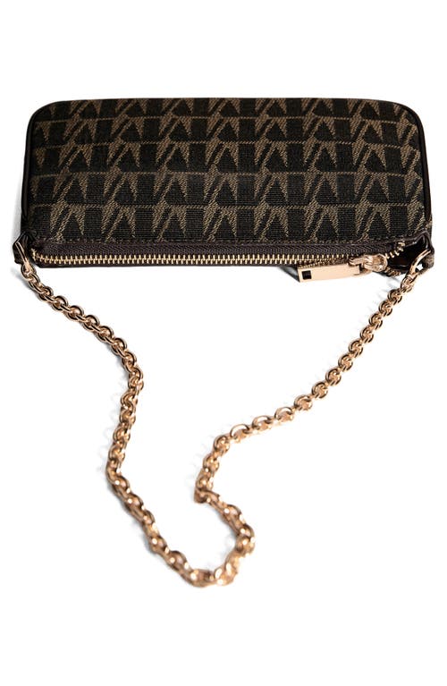 Mango Monogram Jacquard Chain Shoulder Bag In Chocolate
