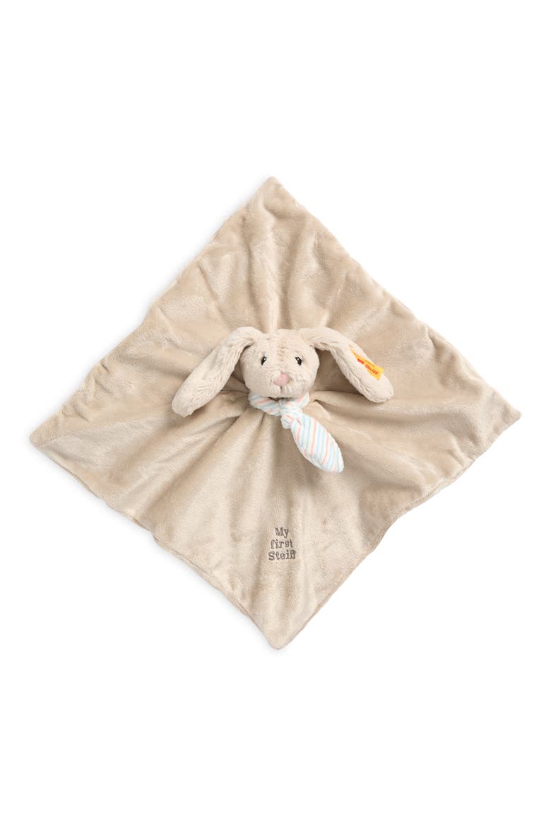 Hoppie Rabbit Lovey Security Blanket, Main, color, PALE GREY