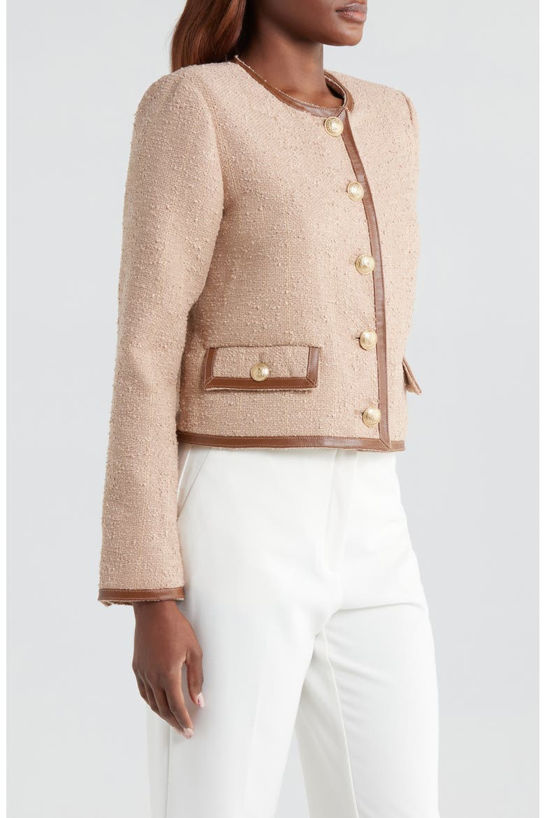 Zaya Faux Leather Trim Jacket, Alternate, color, CAPPUCCINO