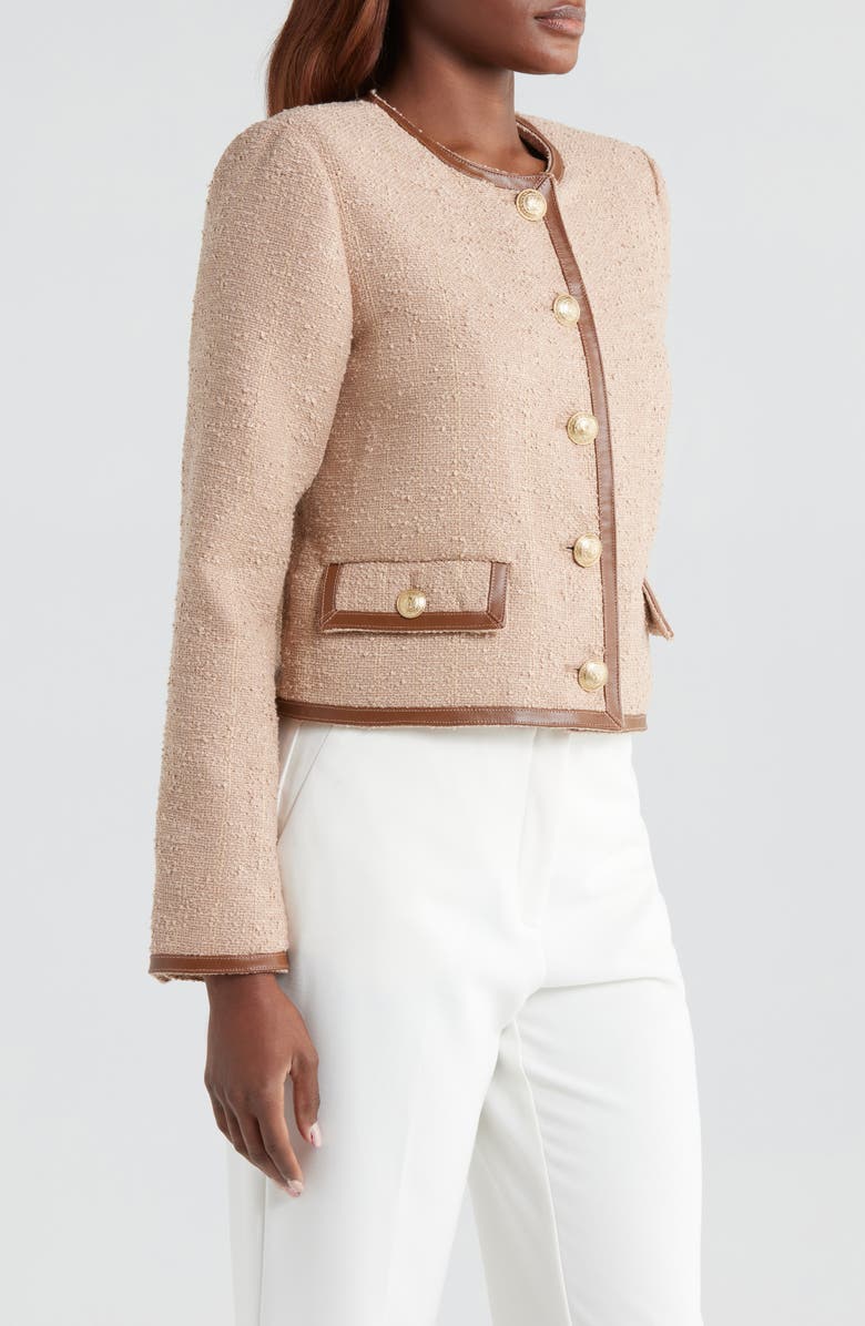 L'AGENCE Zaya Faux Leather Trim Jacket, Alternate, color, Cappuccino