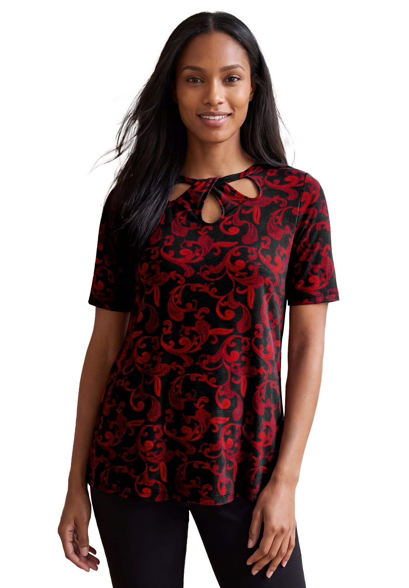 selected VIVID RED PAISLEY SCROLL
