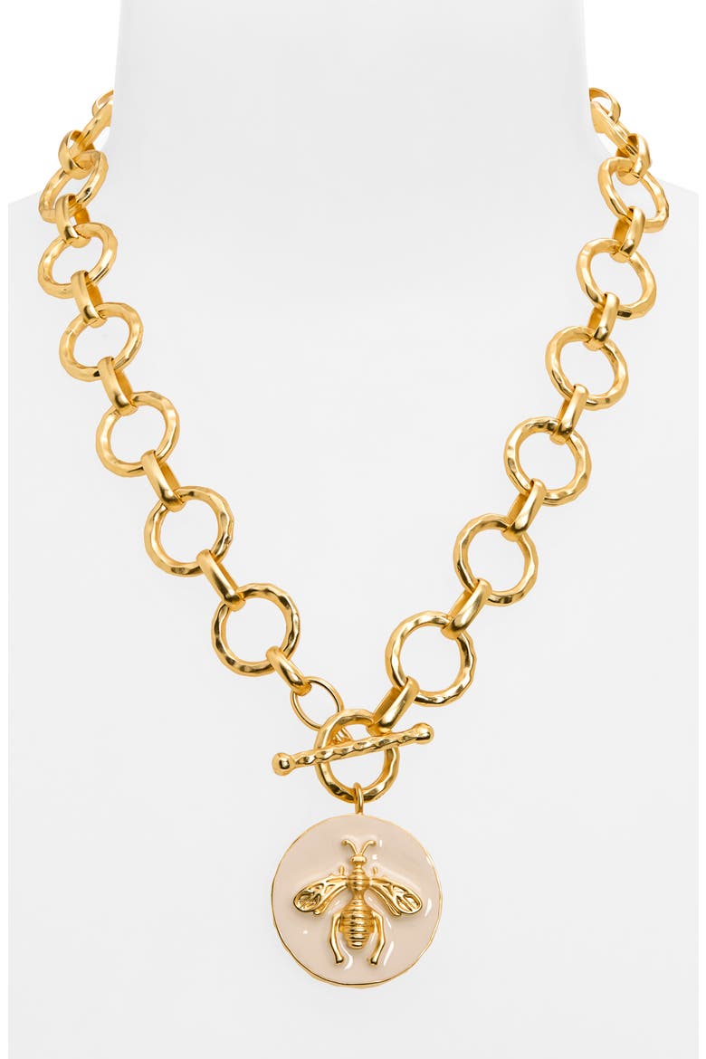 Queen Bee Pendant Necklace, Alternate, color, GOLD