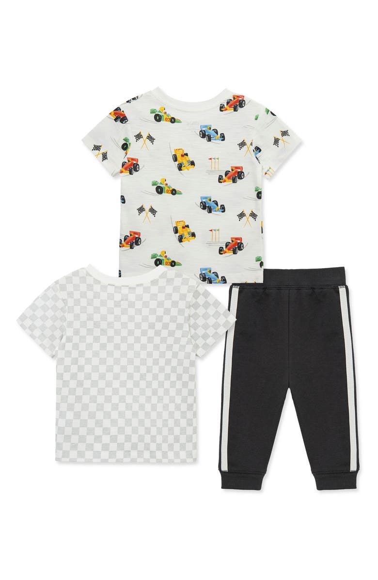 Little Me Race Care 3-Piece T-Shirt & Pants Set, Alternate, color, Grey
