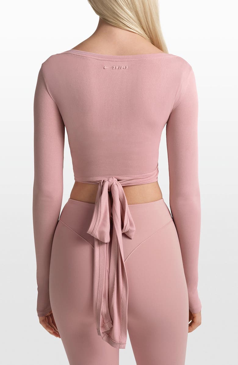 NikeSKIMS Long Sleeve Stretch Knit Wrap Top, Alternate, color, Himalayan