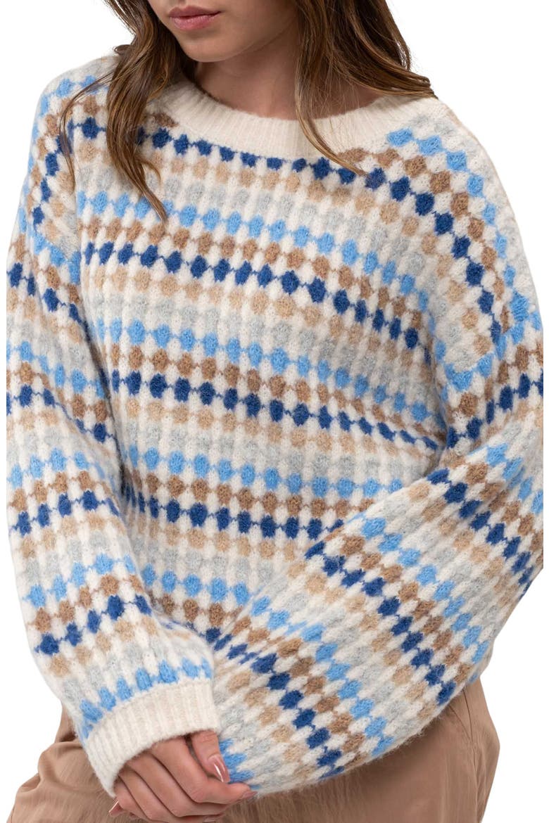 Drop Shoulder Crewneck Sweater, Alternate, color, DENIM MULTI