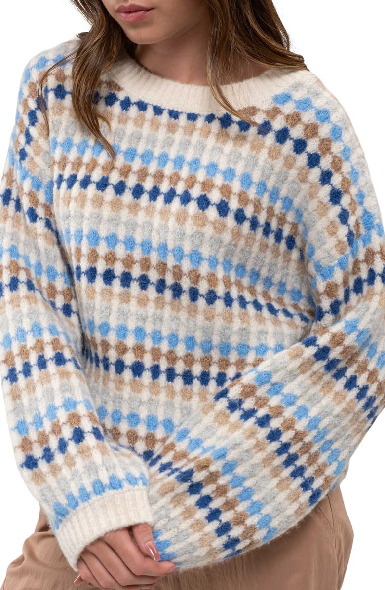 Blu Pepper Drop Shoulder Crewneck Sweater, Alternate, color, Denim Multi