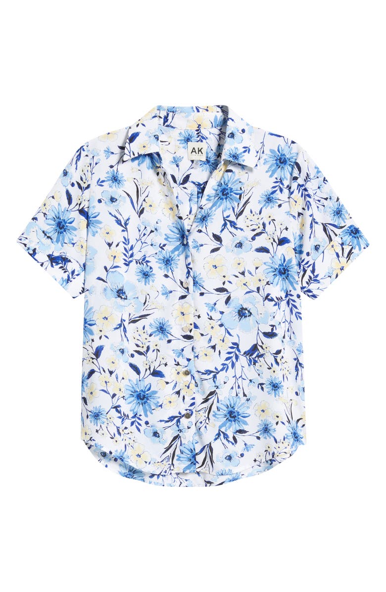 AK ANNE KLEIN Floral Short Sleeve Button-Up Top, Alternate, color, 