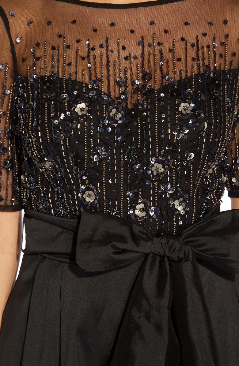 Adrianna Papell Beaded Mesh & Taffeta Ballgown, Alternate, color,