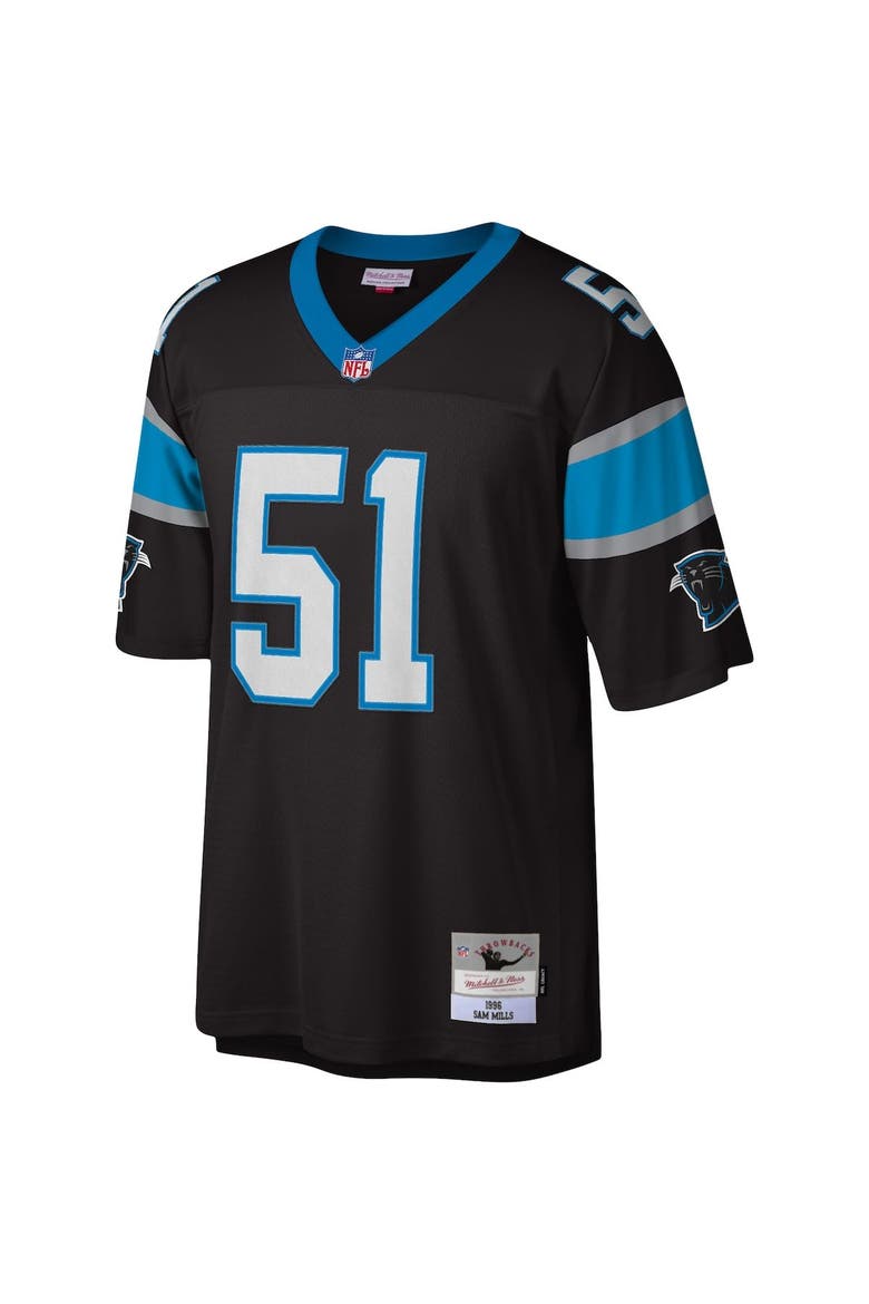 Men's Mitchell & Ness Sam Mills Black Carolina Panthers Legacy Replica Jersey, Alternate, color, Black