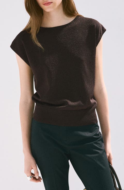 BOAT-NECK KNITTED TOP