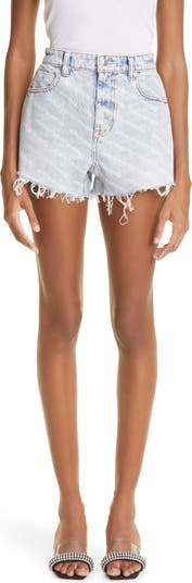 Alexander Wang Bite Logo Cutoff Denim Shorts | Nordstrom